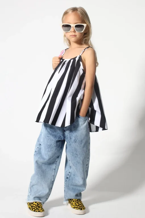 ACID WASH DENIM BAGGY TROUSERS