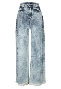 ACID WASH DENIM BOYFRIEND TROUSERS