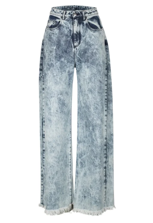 ACID WASH DENIM BOYFRIEND TROUSERS