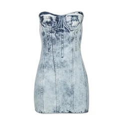 ACID WASH DENIM CORSET DRESS