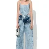 ACID WASH DENIM DOUBLE WAIST BOYFRIEND TROUSERS