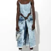 ACID WASH DENIM MULTI POCKET SKIRT