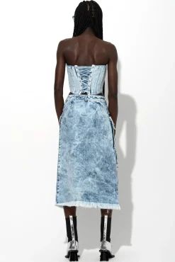 ACID WASH DENIM MULTI POCKET SKIRT