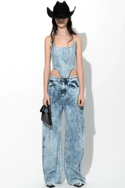 ACID WASH DENIM SHAPED CORSET