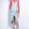 ACID WASH SKIRT WITH SIDE SPLIT