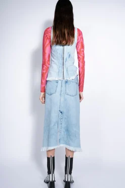 ACID WASH SKIRT WITH SIDE SPLIT
