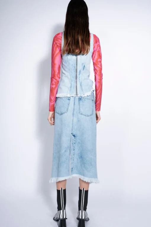 ACID WASH SKIRT WITH SIDE SPLIT