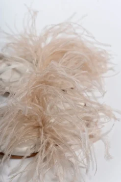 BEIGE FEATHER STRAPPY SANDAL