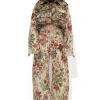 BEIGE FLORAL BROCADE BOYFRIEND TROUSERS