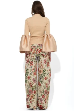 BEIGE TURTLENECK PUFF SLEEVE TOP