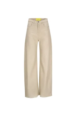 BEIGE WOVEN BOYFRIEND TROUSERS