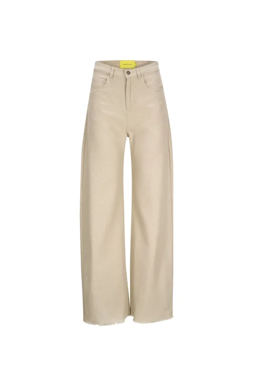 BEIGE WOVEN BOYFRIEND TROUSERS