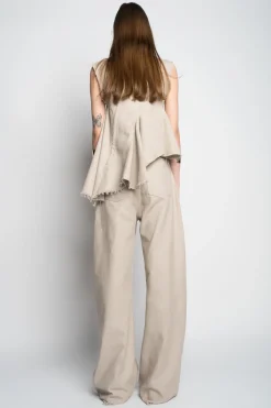 BEIGE WOVEN BOYFRIEND TROUSERS