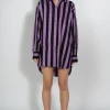 BLACK AND LILAC STRIPED XXL SHIRT