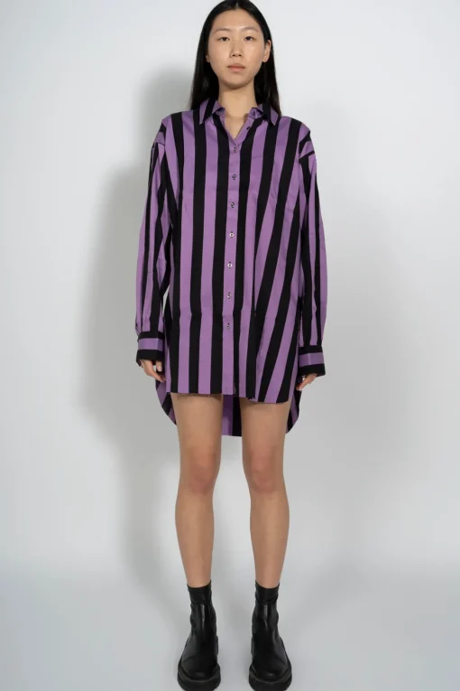 BLACK AND LILAC STRIPED XXL SHIRT