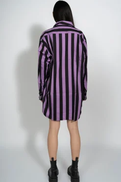 BLACK AND LILAC STRIPED XXL SHIRT