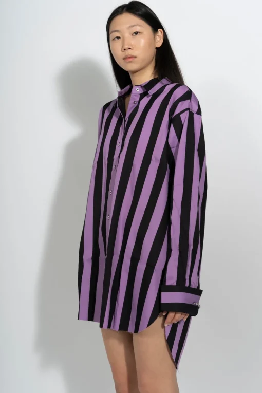 BLACK AND LILAC STRIPED XXL SHIRT