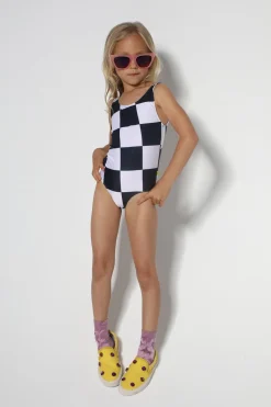BLACK AND WHITE CHECKS SWIMSUIT