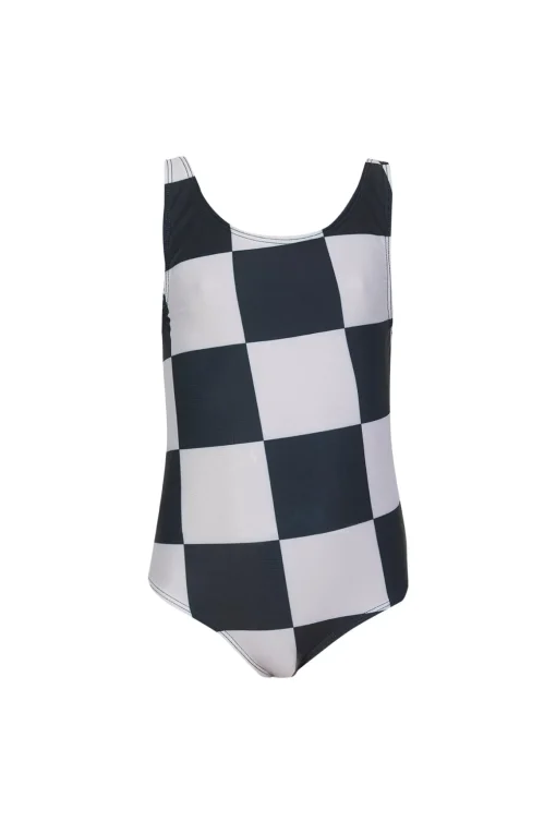 BLACK AND WHITE CHECKS SWIMSUIT