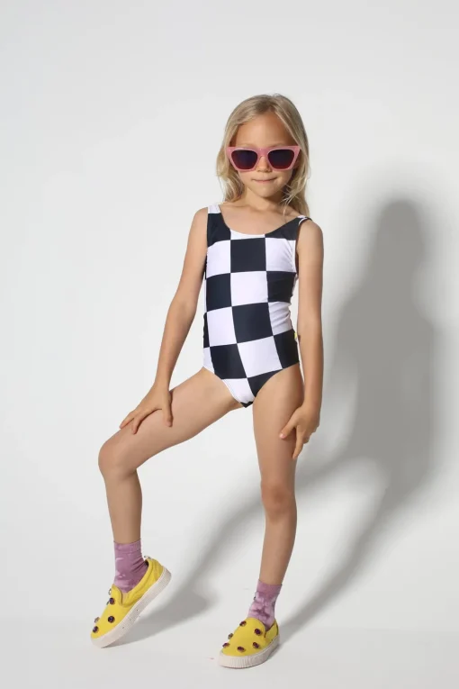 BLACK AND WHITE CHECKS SWIMSUIT