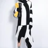 BLACK AND WHITE DRAPED JUMPER