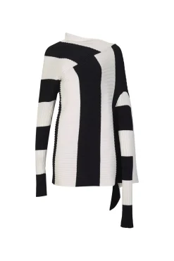 BLACK AND WHITE DRAPED JUMPER