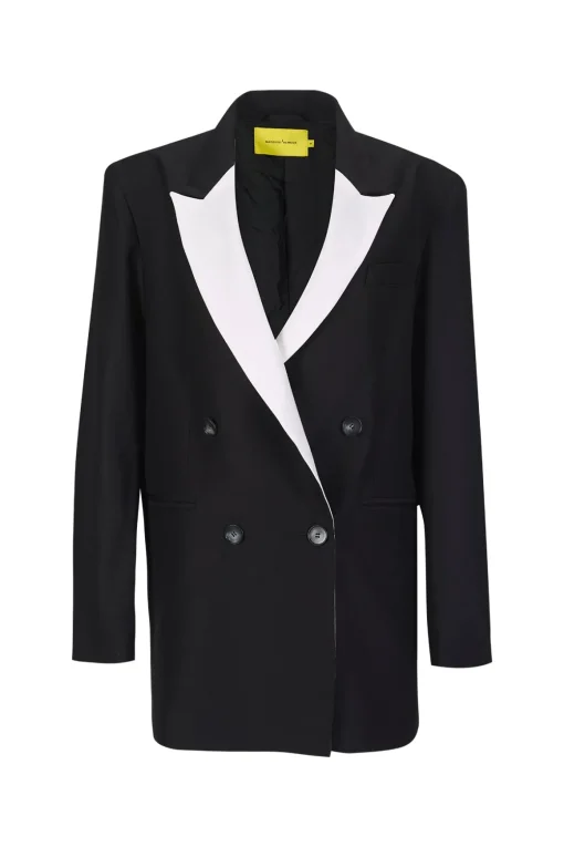BLACK AND WHITE OVERSIZED BLAZER