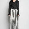 BLACK AND WHITE STRIPES WIDE LEG TROUSERS
