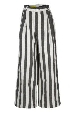 BLACK AND WHITE STRIPES WIDE LEG TROUSERS