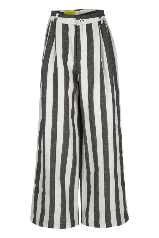 BLACK AND WHITE STRIPES WIDE LEG TROUSERS