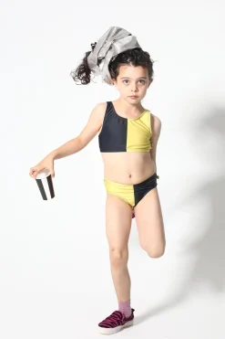 BLACK AND YELLOW SWIMWEAR BIKINI SET