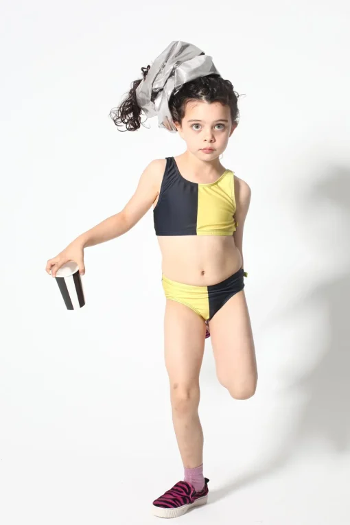 BLACK AND YELLOW SWIMWEAR BIKINI SET