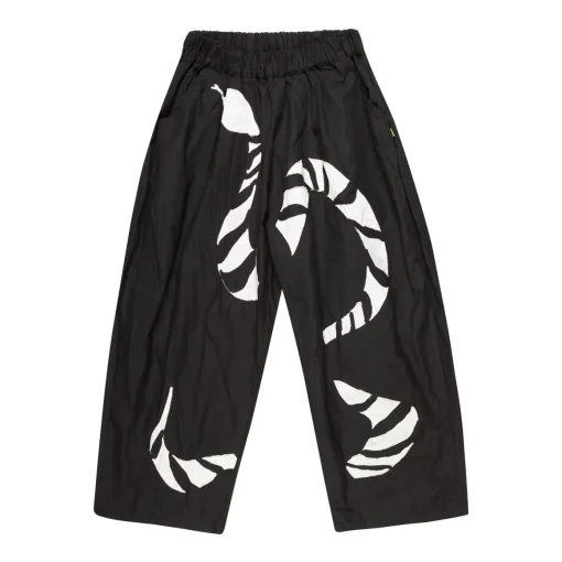 BLACK BALLOON TROUSERS WITH EMBROIDERY