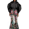 BLACK BOMBER JACKET WITH PUFF SLEEVES