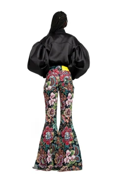 BLACK BOMBER JACKET WITH PUFF SLEEVES