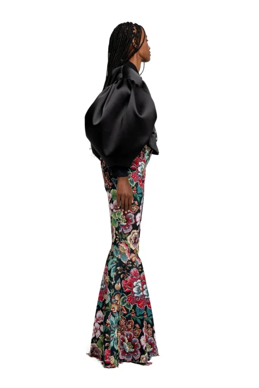 BLACK BOMBER JACKET WITH PUFF SLEEVES