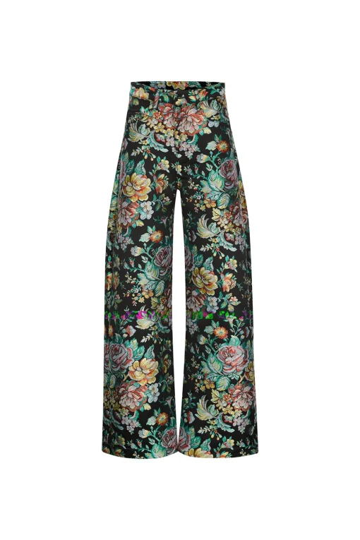 BLACK BROCADE BOYFRIEND TROUSERS