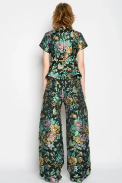 BLACK BROCADE BOYFRIEND TROUSERS