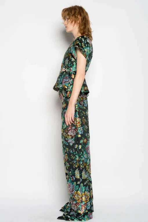BLACK BROCADE BOYFRIEND TROUSERS