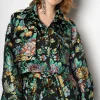 BLACK BROCADE CROPPED OVERSHIRT