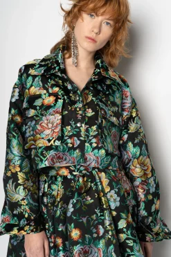 BLACK BROCADE CROPPED OVERSHIRT