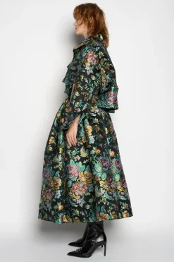 BLACK BROCADE CROPPED OVERSHIRT