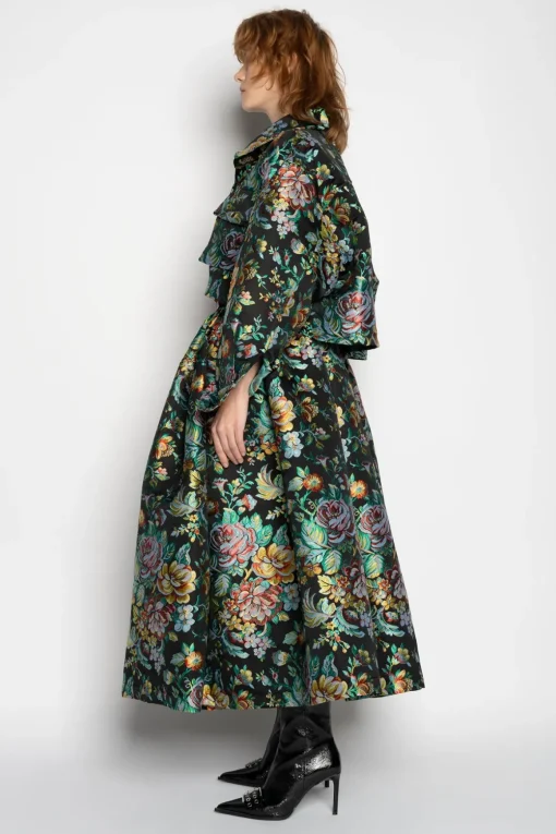 BLACK BROCADE CROPPED OVERSHIRT