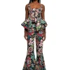BLACK BROCADE EXTREME FLARE TROUSERS