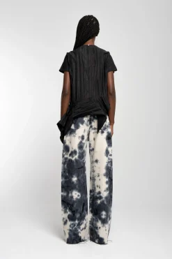 BLACK CAP SLEEVE PLISSE T-SHIRT