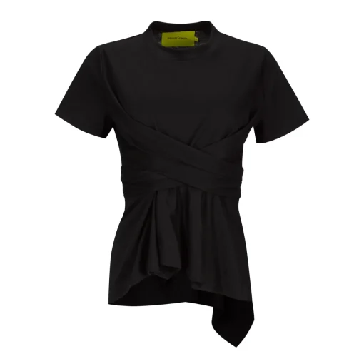 BLACK CROSS WAIST DRAPE T-SHIRT