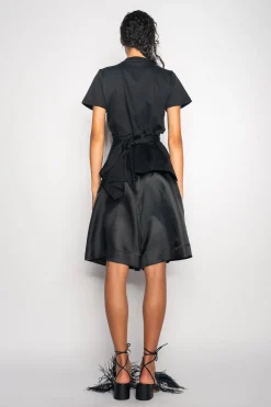 BLACK CROSS WAIST DRAPE T-SHIRT