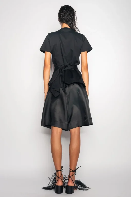 BLACK CROSS WAIST DRAPE T-SHIRT