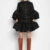 BLACK DENIM SHORT SKIRT WITH FLOUNCE