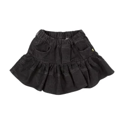 BLACK DENIM SKORT WITH FRILL